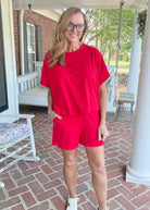 Exposed Seam Boxy Shorts Set - Red - short set - Jimberly's Boutique - Olive Branch - Mississippi