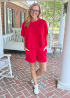 Exposed Seam Boxy Shorts Set - Red - short set - Jimberly's Boutique - Olive Branch - Mississippi
