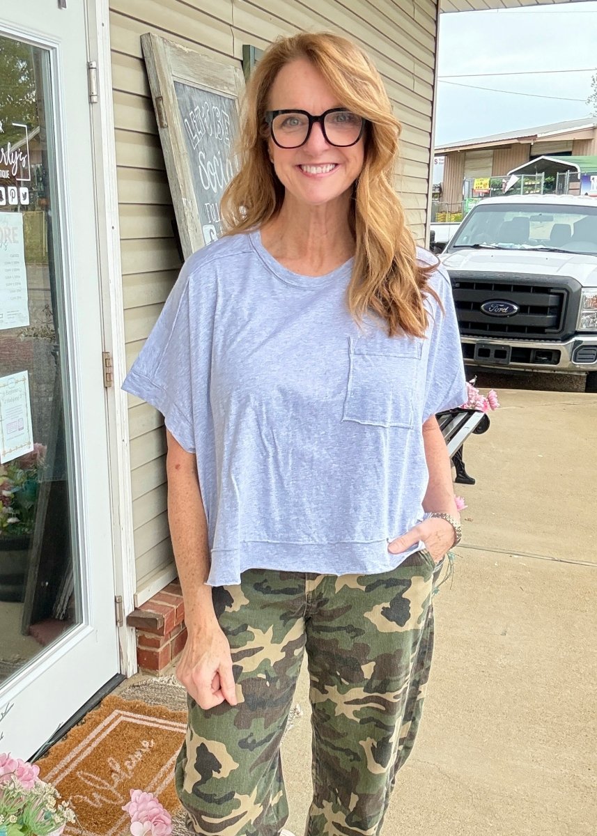 Exposed Seam Boxy Top - Heather Grey - Casual Top - Jimberly's Boutique - Olive Branch - Mississippi