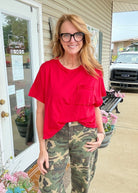 Exposed Seam Boxy Top - Red - Casual Top - Jimberly's Boutique - Olive Branch - Mississippi