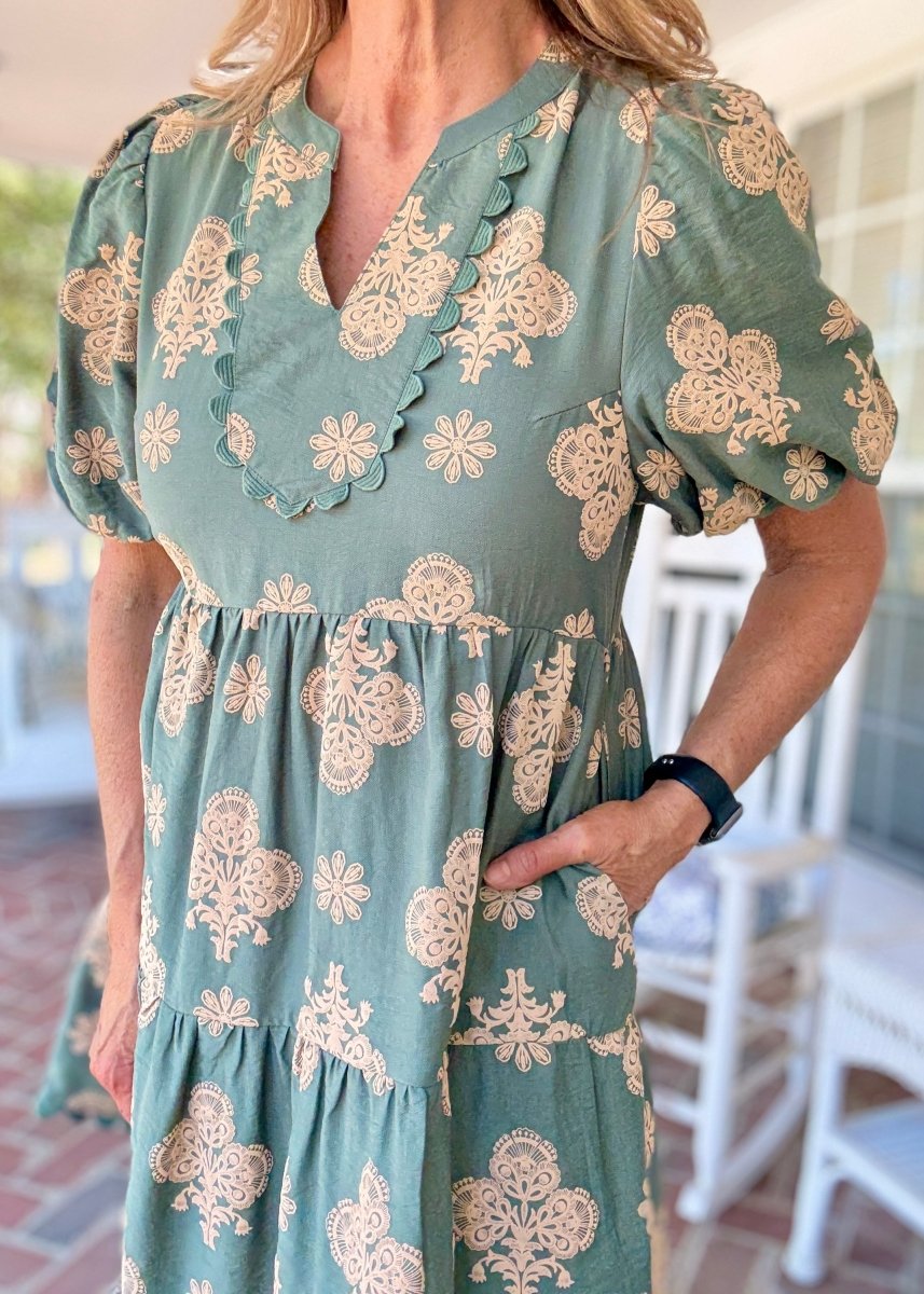 Fancy Fall Olive Dress - dress - Jimberly's Boutique - Olive Branch - Mississippi