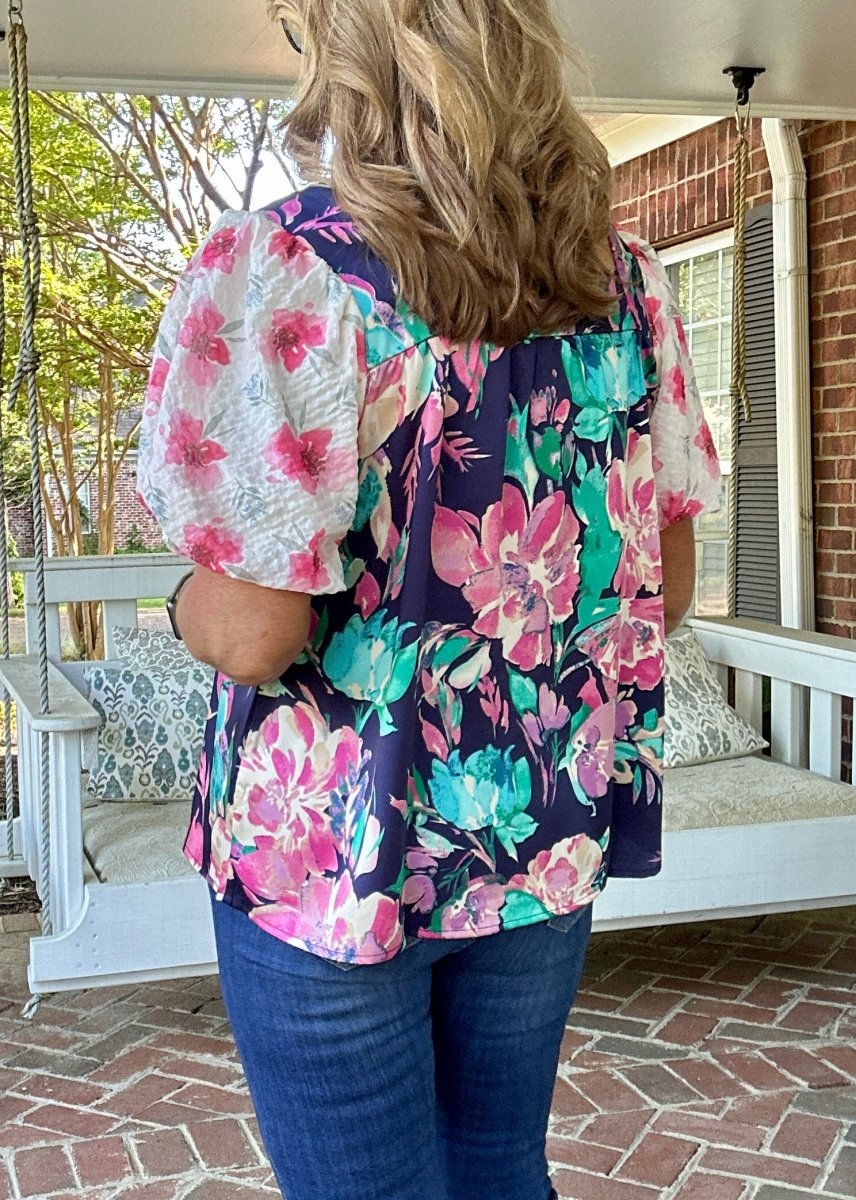 Fancy Floral Top - Navy | Jodifl - Jodifl Top - Jimberly's Boutique - Olive Branch - Mississippi