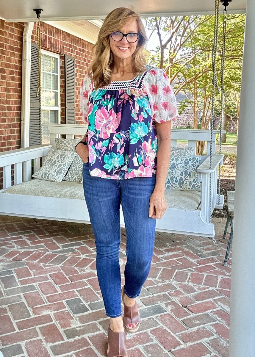 Fancy Floral Top - Navy | Jodifl - Jodifl Top - Jimberly's Boutique - Olive Branch - Mississippi