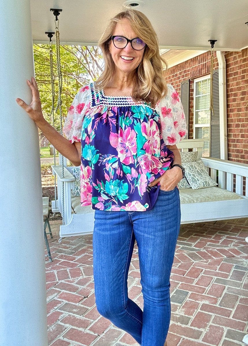 Fancy Floral Top - Navy | Jodifl - Jodifl Top - Jimberly's Boutique - Olive Branch - Mississippi
