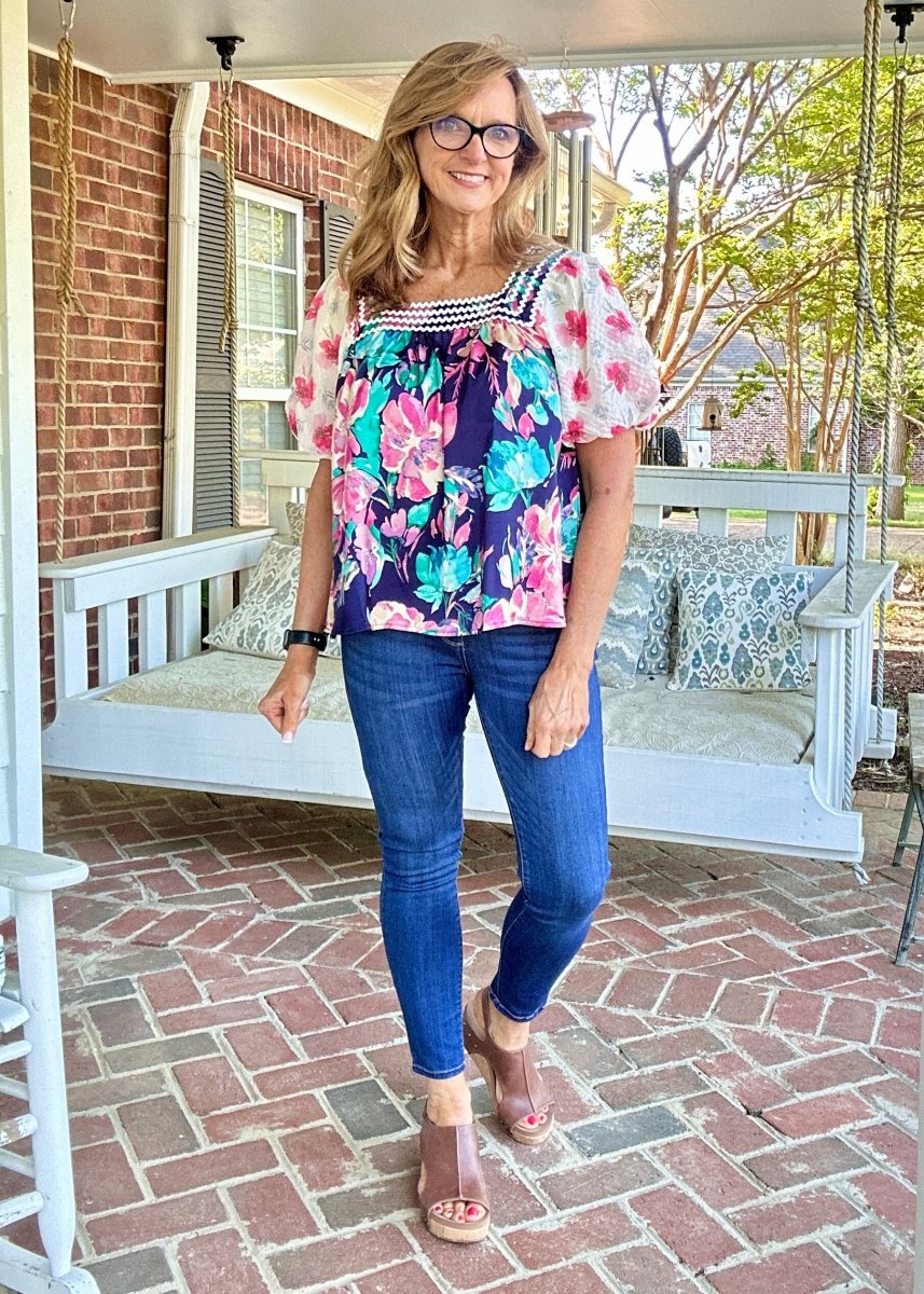 Fancy Floral Top - Navy | Jodifl - Jodifl Top - Jimberly's Boutique - Olive Branch - Mississippi