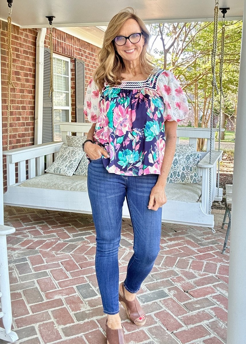 Fancy Floral Top - Navy | Jodifl - Jodifl Top - Jimberly's Boutique - Olive Branch - Mississippi
