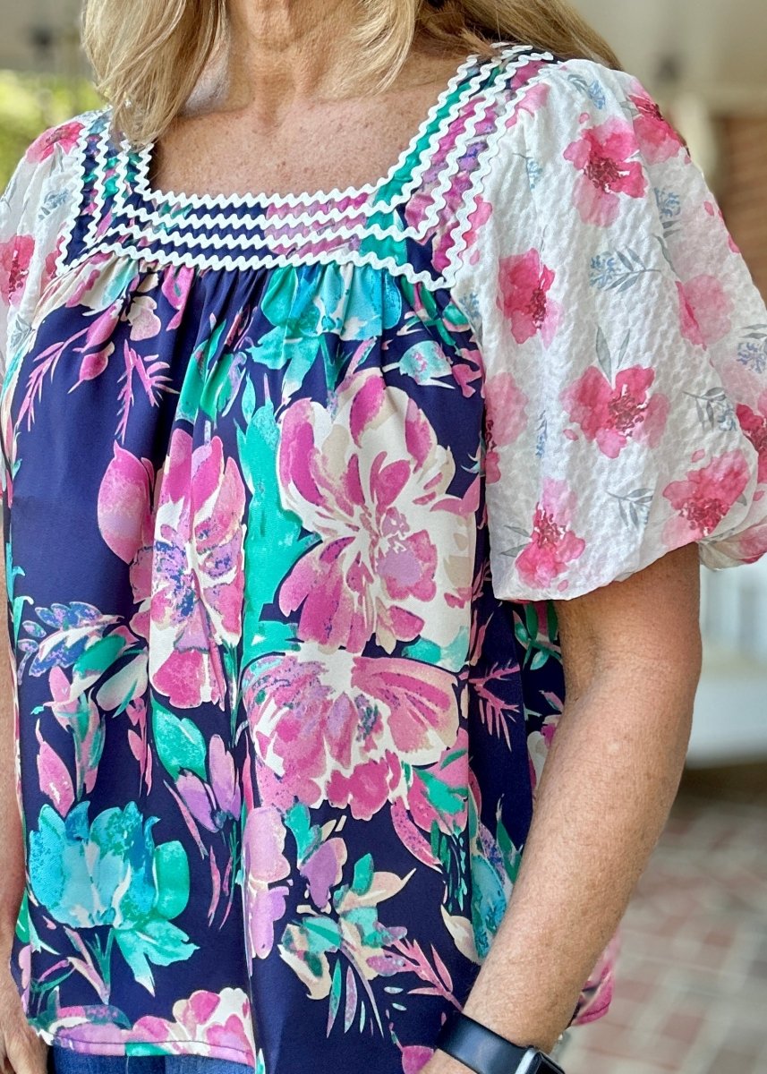 Fancy Floral Top - Navy | Jodifl - Jodifl Top - Jimberly's Boutique - Olive Branch - Mississippi