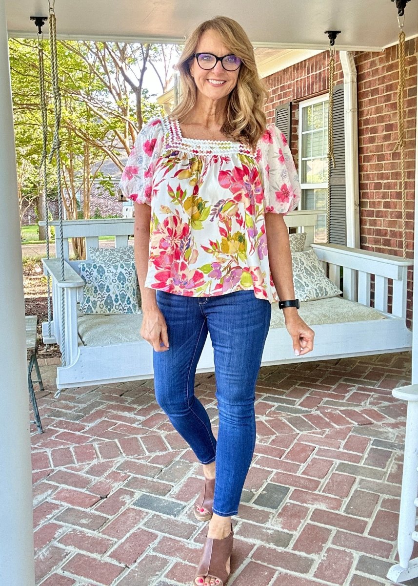 Fancy Floral Top - White | Jodifl - Jodifl Top - Jimberly's Boutique - Olive Branch - Mississippi