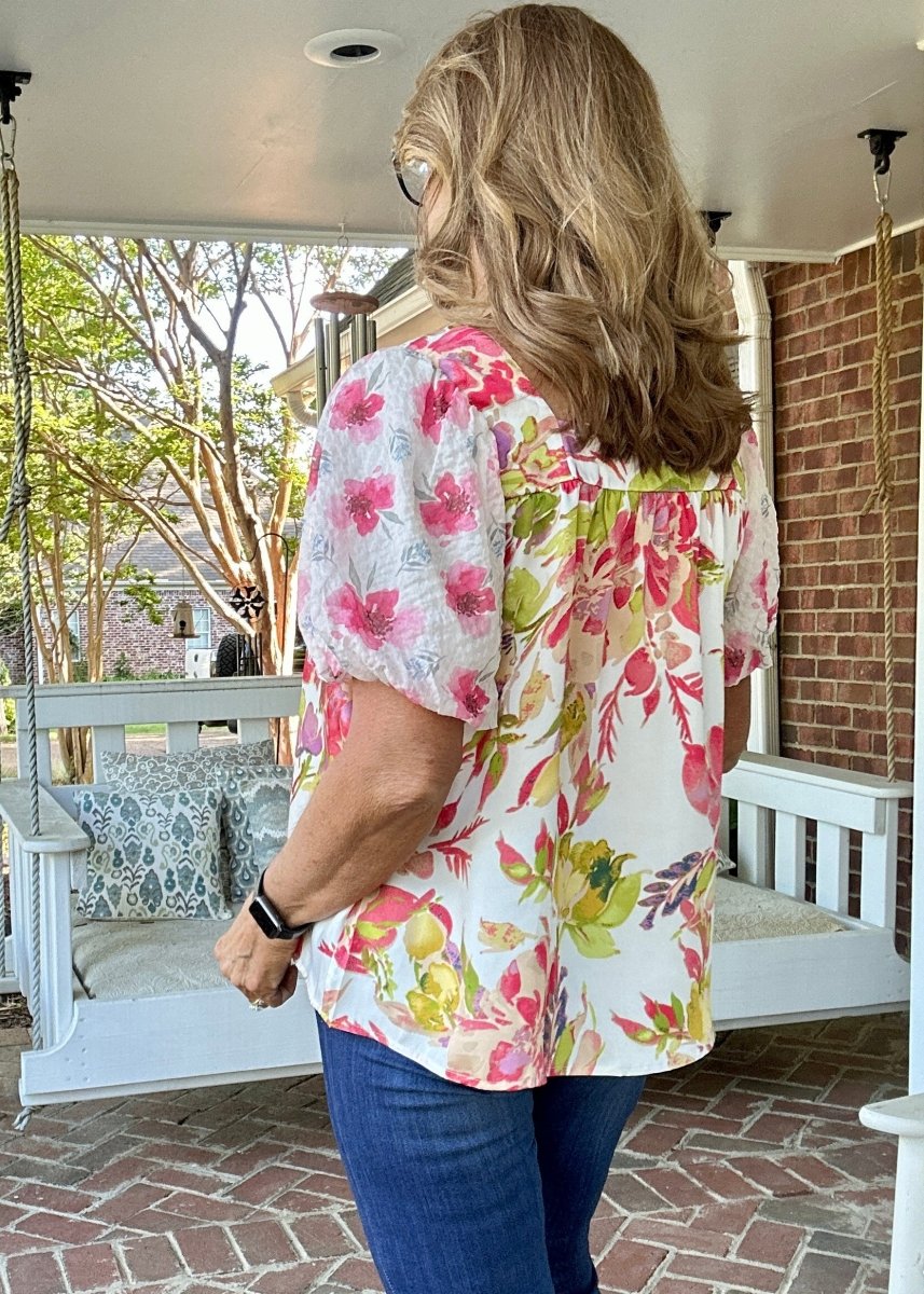 Fancy Floral Top - White | Jodifl - Jodifl Top - Jimberly's Boutique - Olive Branch - Mississippi