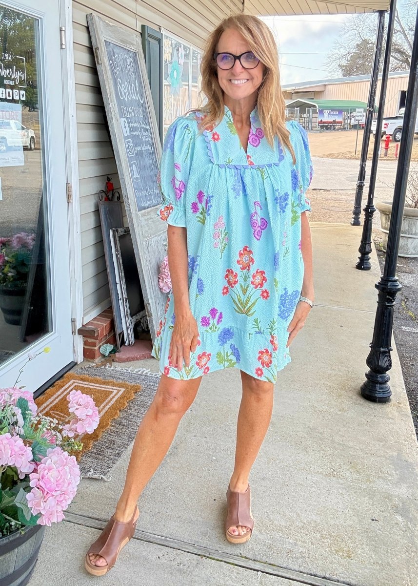 Feeling Pretty Floral Dress - Seafoam | Umgee - Umgee Dress - Jimberly's Boutique - Olive Branch - Mississippi