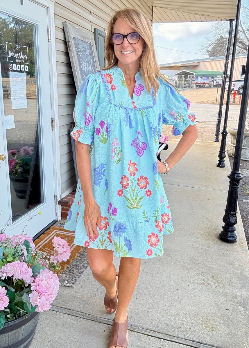 Feeling Pretty Floral Dress - Seafoam | Umgee - Umgee Dress - Jimberly's Boutique - Olive Branch - Mississippi