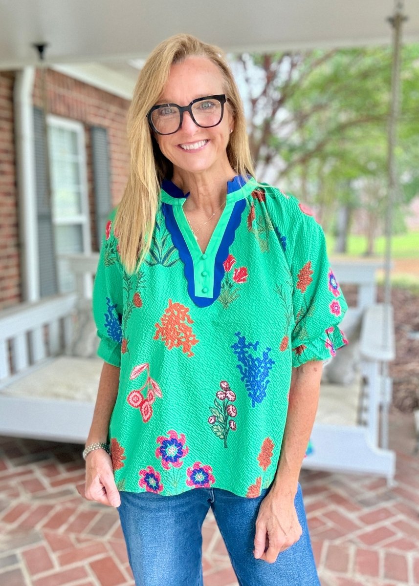 Field of Flowers Top - Green | Umgee - Umgee Top -Jimberly's Boutique-Olive Branch-Mississippi