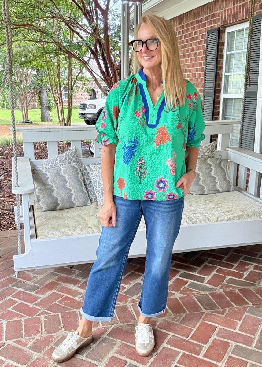 Field of Flowers Top - Green | Umgee - Umgee Top -Jimberly's Boutique-Olive Branch-Mississippi