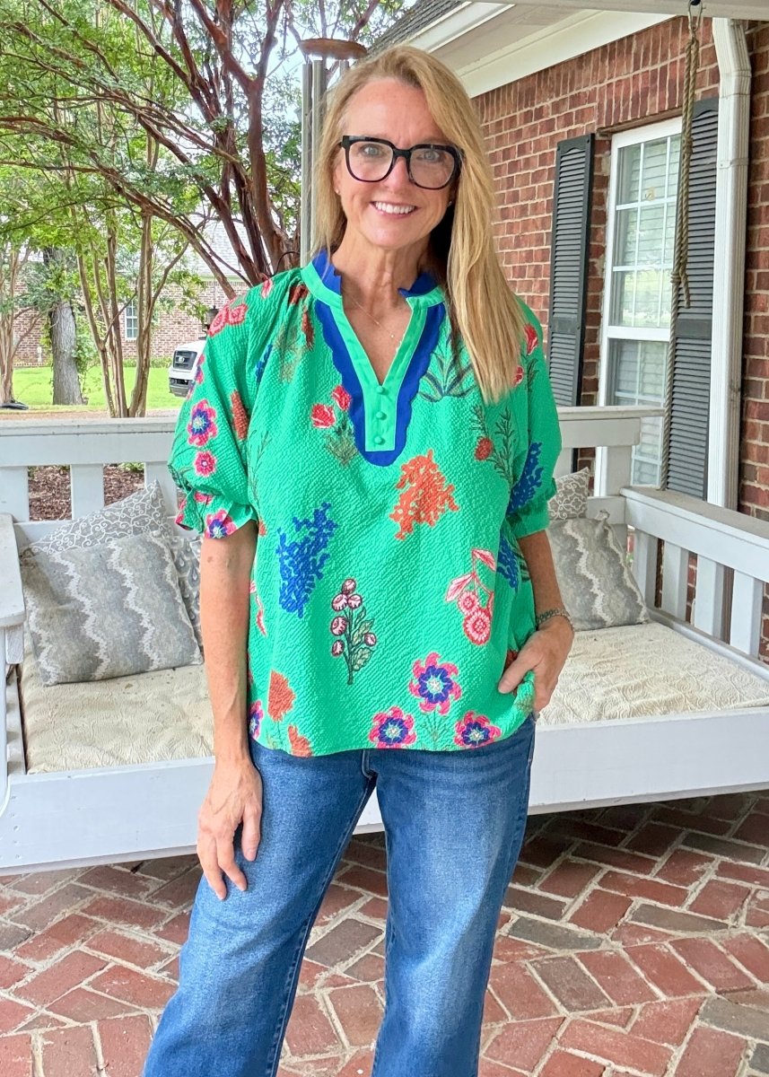 Field of Flowers Top - Green | Umgee - Umgee Top -Jimberly's Boutique-Olive Branch-Mississippi