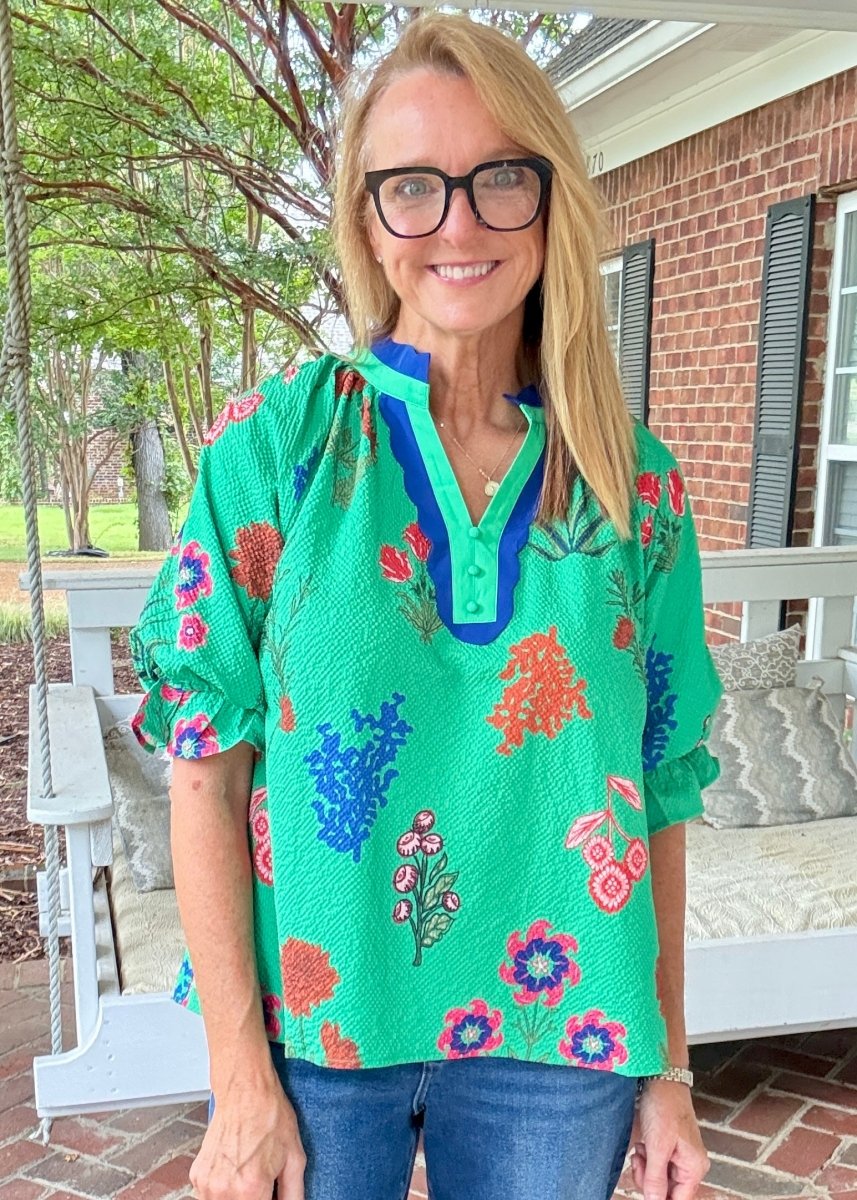 Field of Flowers Top - Green | Umgee - Umgee Top -Jimberly's Boutique-Olive Branch-Mississippi