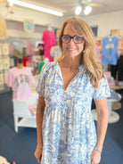 Finley Tiered Floral Print Dress - Blue | Umgee - Umgee Dress - Jimberly's Boutique - Olive Branch - Mississippi