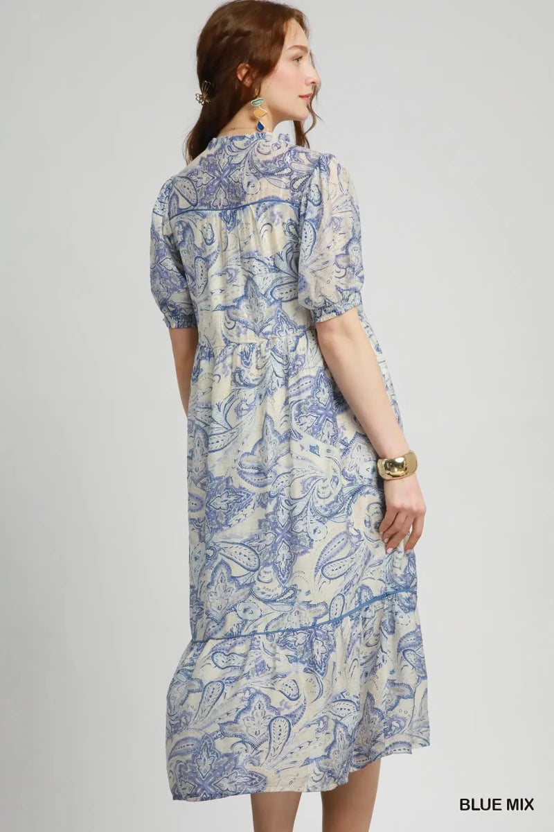 Finley Tiered Floral Print Dress - Blue | Umgee - Umgee Dress - Jimberly's Boutique - Olive Branch - Mississippi