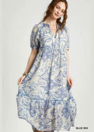 Finley Tiered Floral Print Dress - Blue | Umgee - Umgee Dress - Jimberly's Boutique - Olive Branch - Mississippi