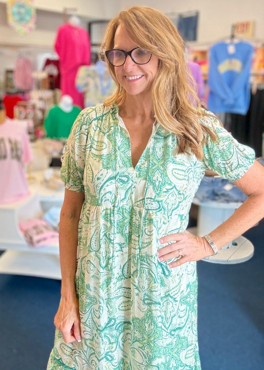 Finley Tiered Floral Print Dress - Green | Umgee - Umgee Dress - Jimberly's Boutique - Olive Branch - Mississippi