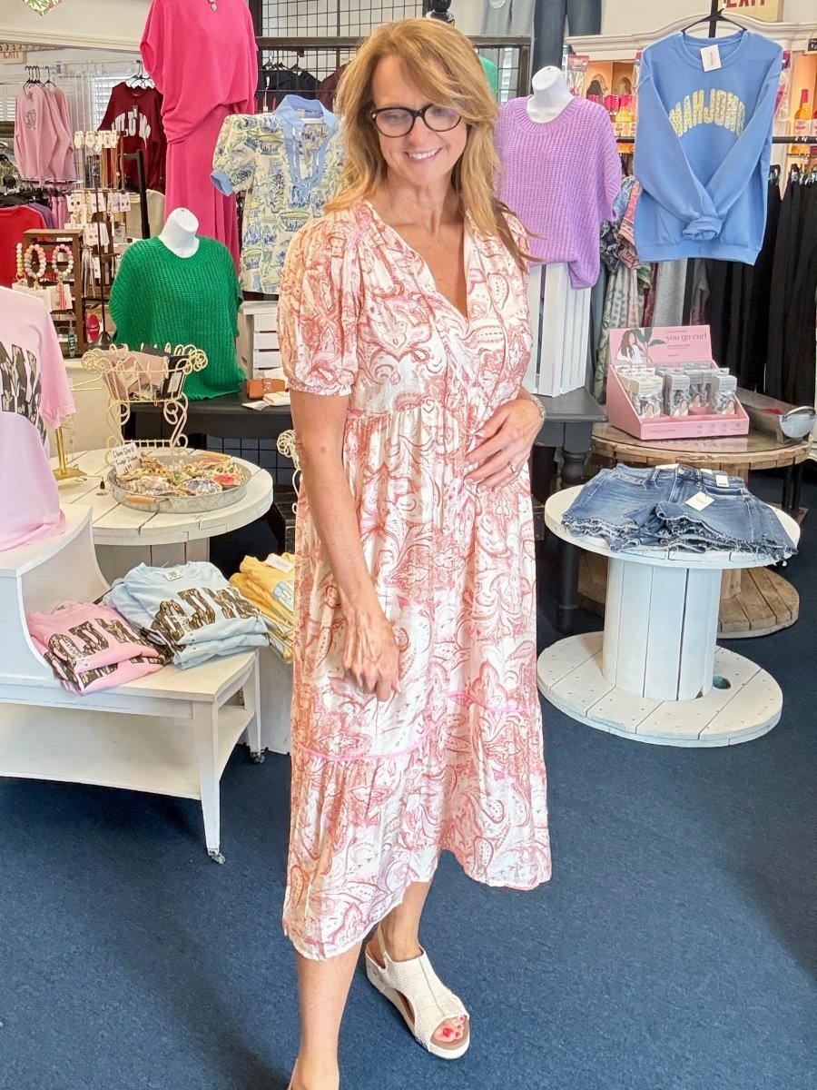 Finley Tiered Floral Print Dress - Pink | Umgee - Umgee Dress - Jimberly's Boutique - Olive Branch - Mississippi