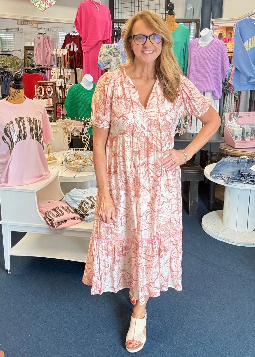 Finley Tiered Floral Print Dress - Pink