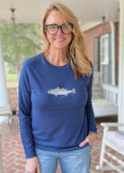 Fish Embroidered Sweater - Navy - Jimberly's Boutique-Olive Branch-Mississippi