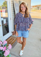 Floral Chiffon Top - Navy Mix | Umgee - Umgee Top - Jimberly's Boutique - Olive Branch - Mississippi