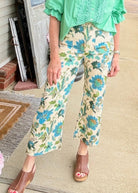 Floral Cropped Pants - Blue Mix - Pants -Jimberly's Boutique-Olive Branch-Mississippi