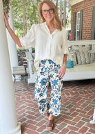 Floral Cropped Pants - Cobalt Mix - Pants - Jimberly's Boutique - Olive Branch - Mississippi