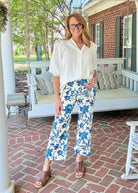 Floral Cropped Pants - Cobalt Mix - Pants - Jimberly's Boutique - Olive Branch - Mississippi