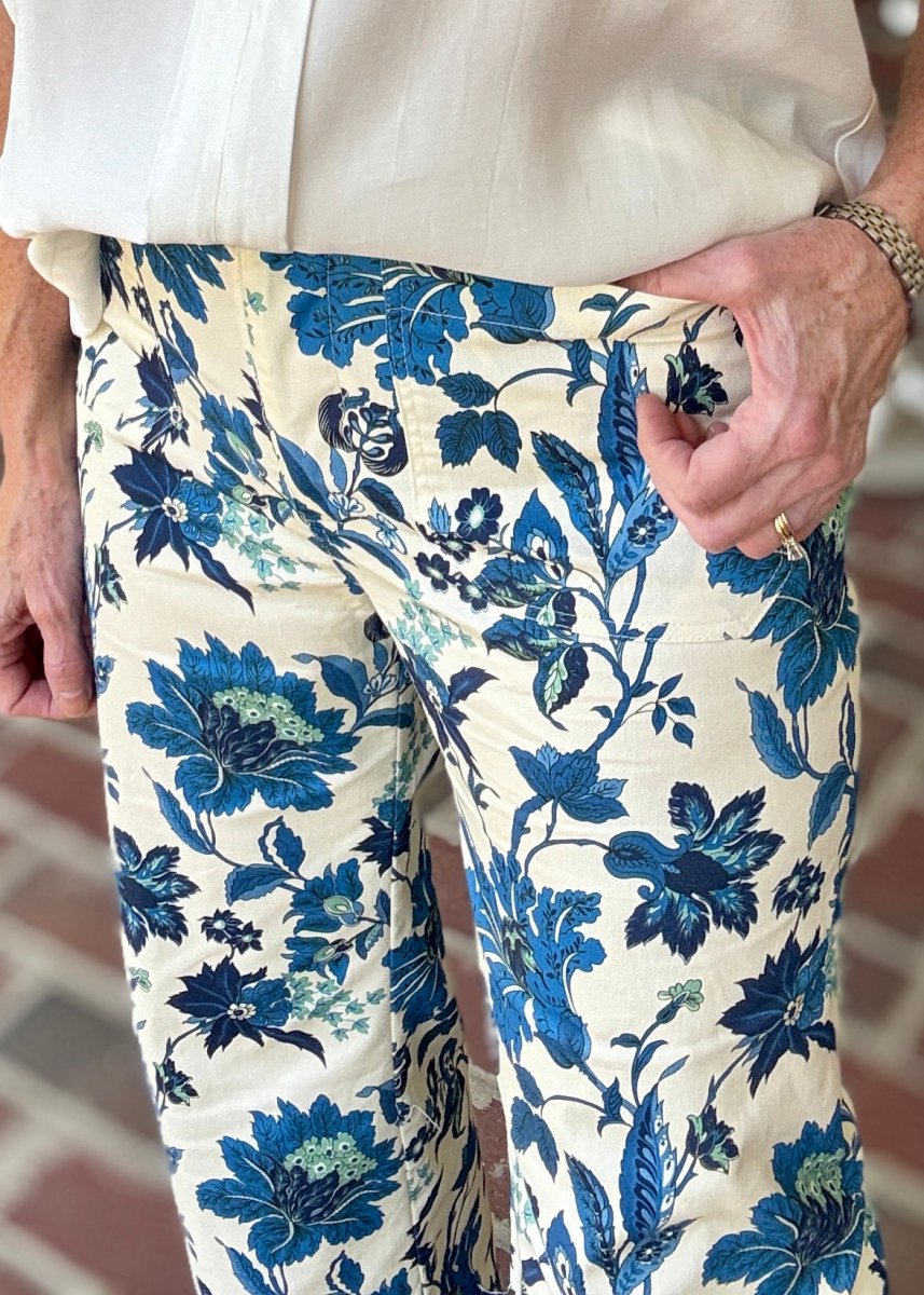 Floral Cropped Pants - Cobalt Mix - Pants - Jimberly's Boutique - Olive Branch - Mississippi