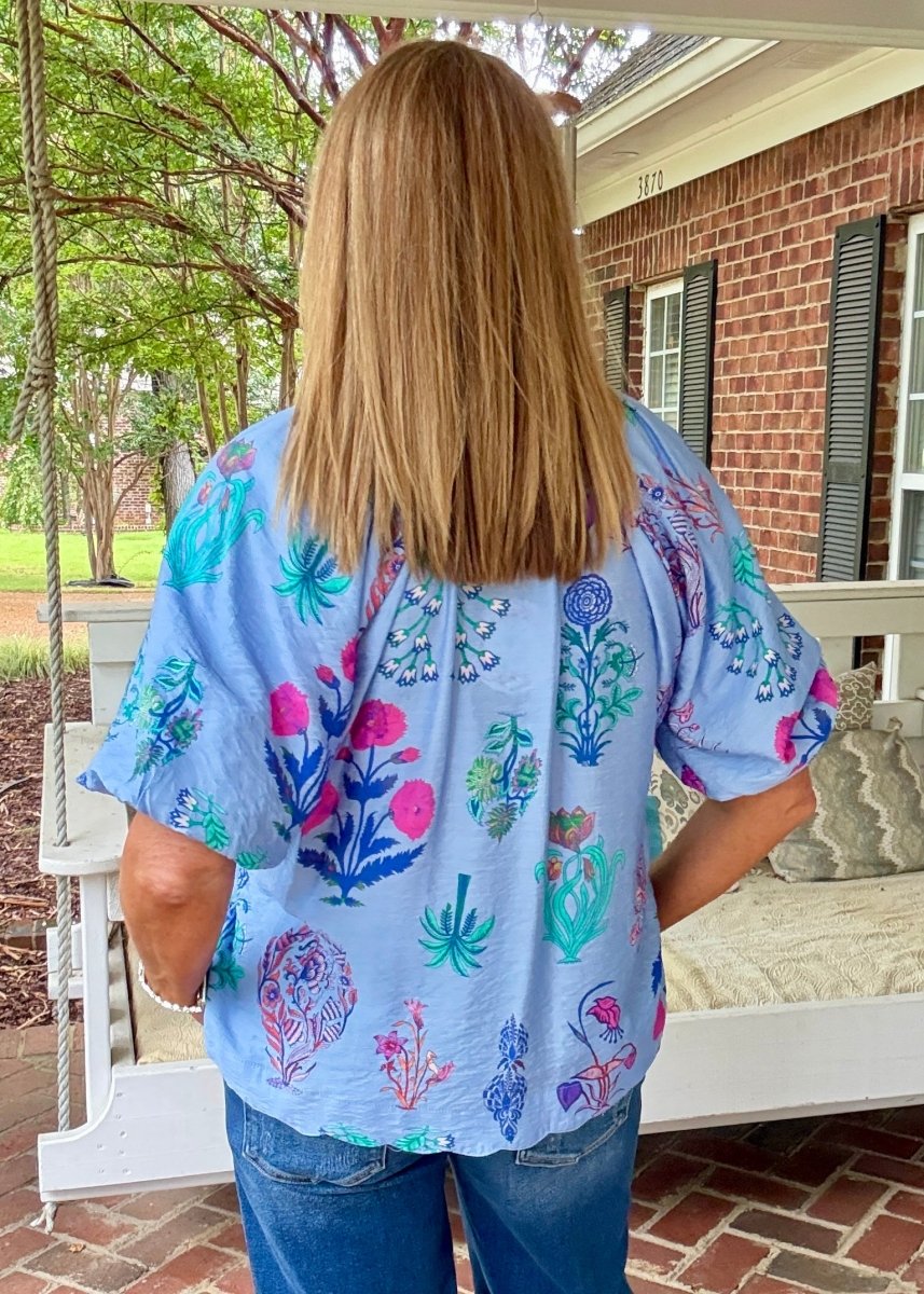 Floral Encyclopedia Print Top | Umgee - Umgee Top -Jimberly's Boutique-Olive Branch-Mississippi