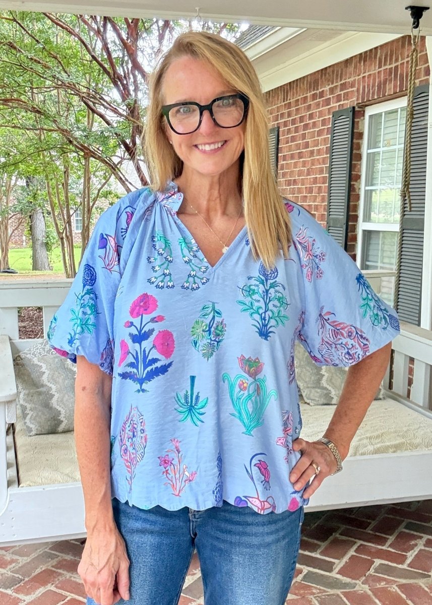 Floral Encyclopedia Print Top | Umgee - Umgee Top -Jimberly's Boutique-Olive Branch-Mississippi