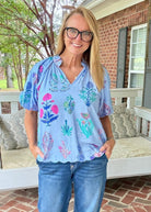 Floral Encyclopedia Print Top | Umgee - Umgee Top -Jimberly's Boutique-Olive Branch-Mississippi