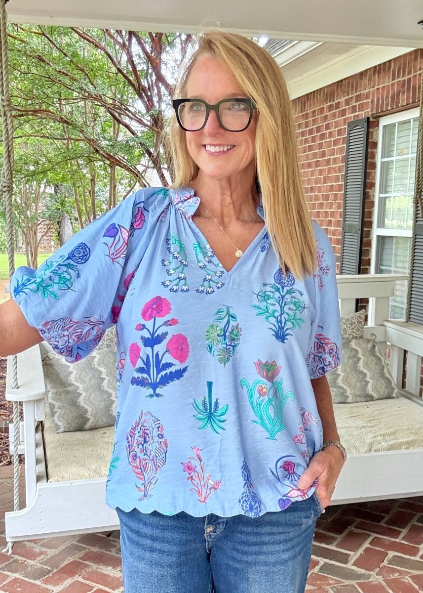 Floral Encyclopedia Print Top | Umgee - Umgee Top -Jimberly's Boutique-Olive Branch-Mississippi