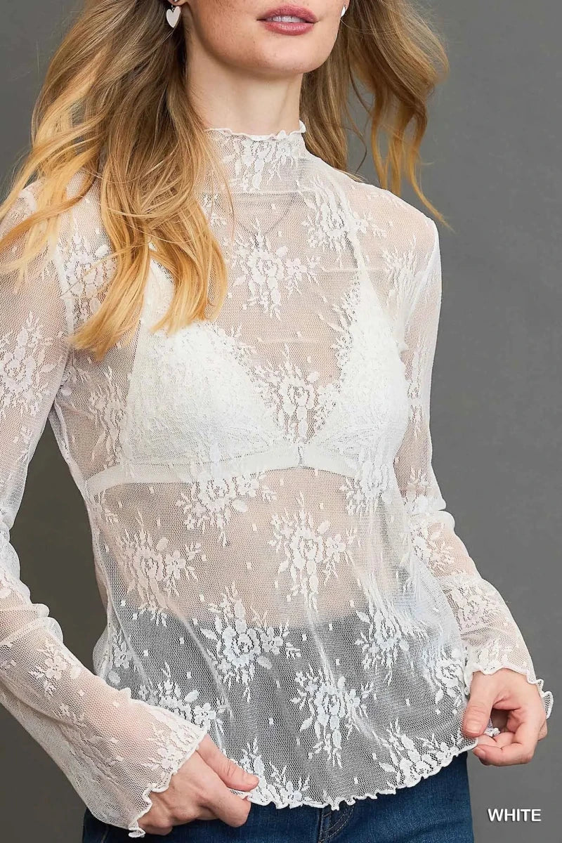 Floral Lace Layering Top - White | Umgee - Umgee Top -Jimberly's Boutique-Olive Branch-Mississippi