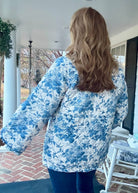 Floral Print Ruffled Hem Quilted Jacket - Blue - quilted jacket - Jimberly's Boutique - Olive Branch - Mississippi