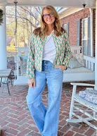 Flower Printed Jacket - Green - quilted jacket - Jimberly's Boutique - Olive Branch - Mississippi