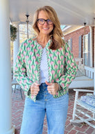 Flower Printed Jacket - Green - quilted jacket - Jimberly's Boutique - Olive Branch - Mississippi