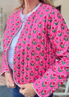 Flower Printed Jacket - Pink - quilted jacket - Jimberly's Boutique - Olive Branch - Mississippi