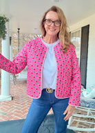 Flower Printed Jacket - Pink - quilted jacket - Jimberly's Boutique - Olive Branch - Mississippi
