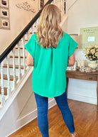 Flowy Button Down Shirt - Kelly Green | Zenana - Casual Top - Jimberly's Boutique - Olive Branch - Mississippi