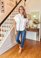 Flowy Button Down Shirt - White - Casual Top - Jimberly's Boutique - Olive Branch - Mississippi
