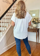 Flowy Button Down Shirt - White - Casual Top - Jimberly's Boutique - Olive Branch - Mississippi