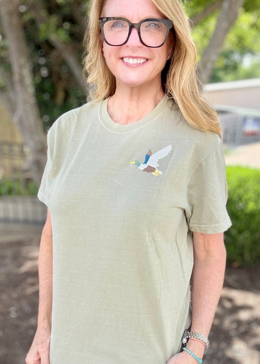Flying Mallard Embroidered Comfort Colors SS Tshirt - Embroidered Comfort Colors -Jimberly's Boutique-Olive Branch-Mississippi