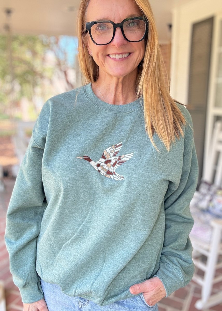 Flying Mallard Embroidered Sweatshirt - Jimberly's Boutique-Olive Branch-Mississippi