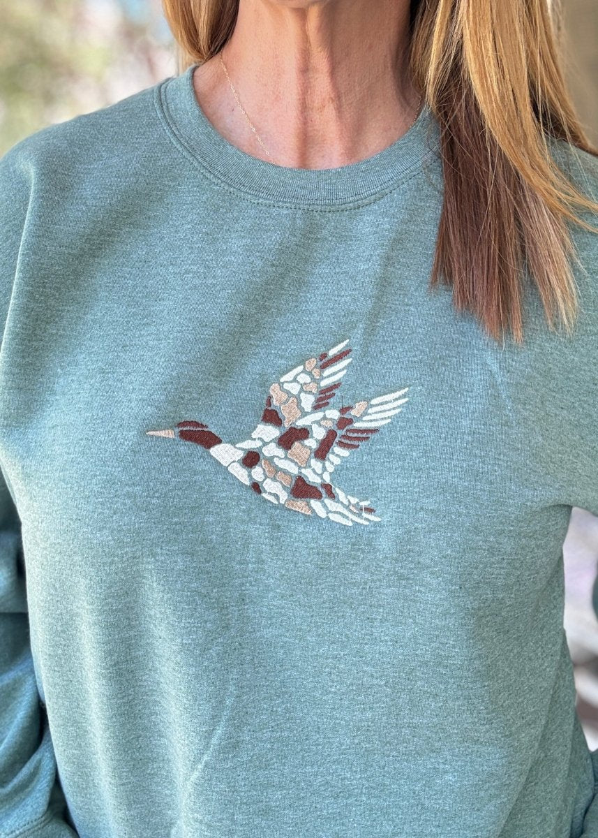 Flying Mallard Embroidered Sweatshirt - Jimberly's Boutique-Olive Branch-Mississippi