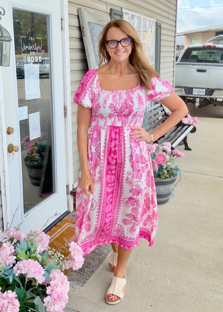 Frankie Floral Smocked Midi Dress | Umgee - Umgee Dress - Jimberly's Boutique - Olive Branch - Mississippi