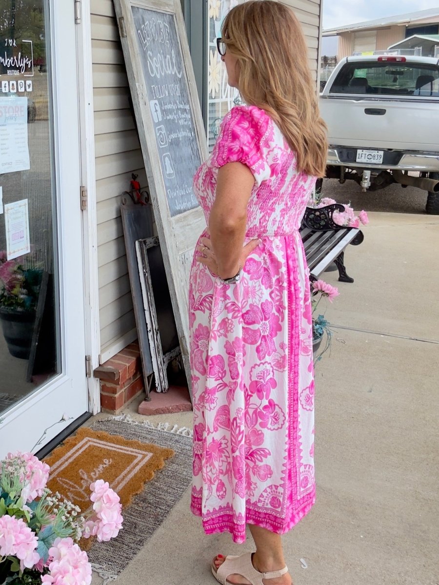 Frankie Floral Smocked Midi Dress | Umgee - Umgee Dress - Jimberly's Boutique - Olive Branch - Mississippi