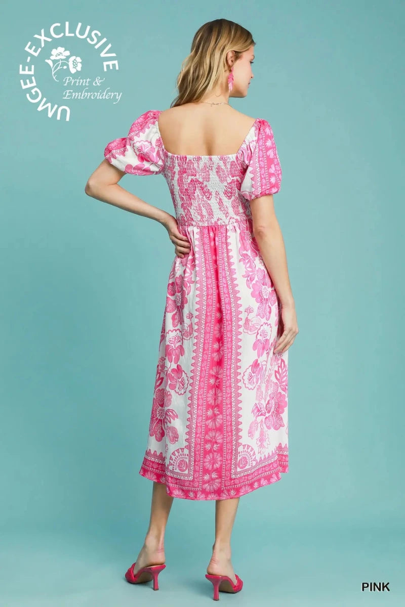 Frankie Floral Smocked Midi Dress | Umgee - Umgee Dress - Jimberly's Boutique - Olive Branch - Mississippi
